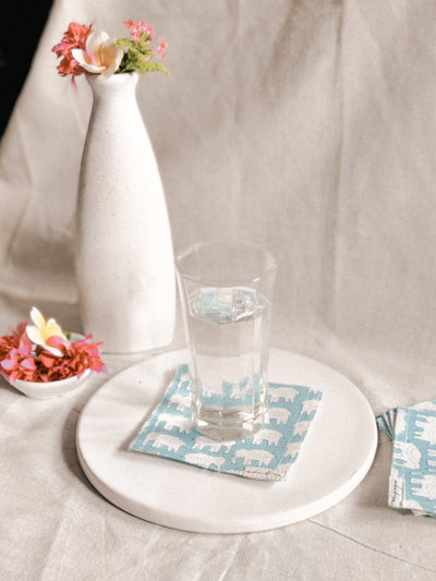 Cotton Coasters Set of 6 - Elephant Motif