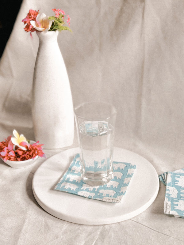 Cotton Coasters Set of 6 - Elephant Motif