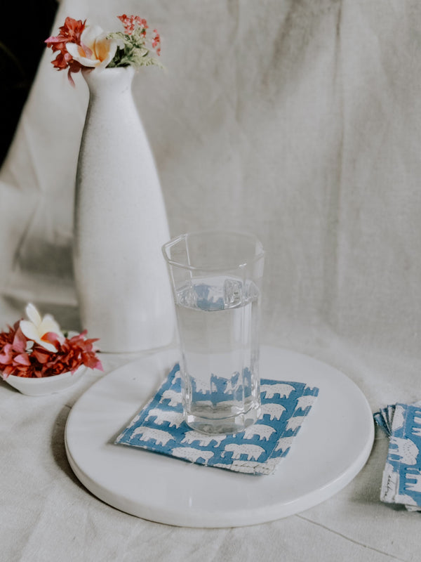 Cotton Coasters Set of 6 - Elephant Motif
