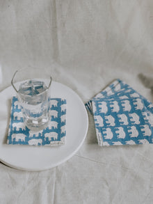 Cotton Coasters Set of 6 - Elephant Motif