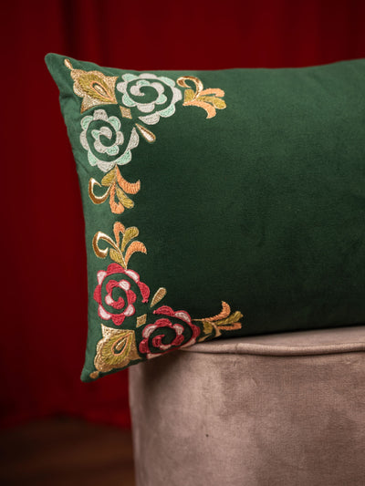 Emerald Floral Pillow Cover