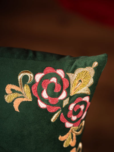 Emerald Floral Pillow Cover