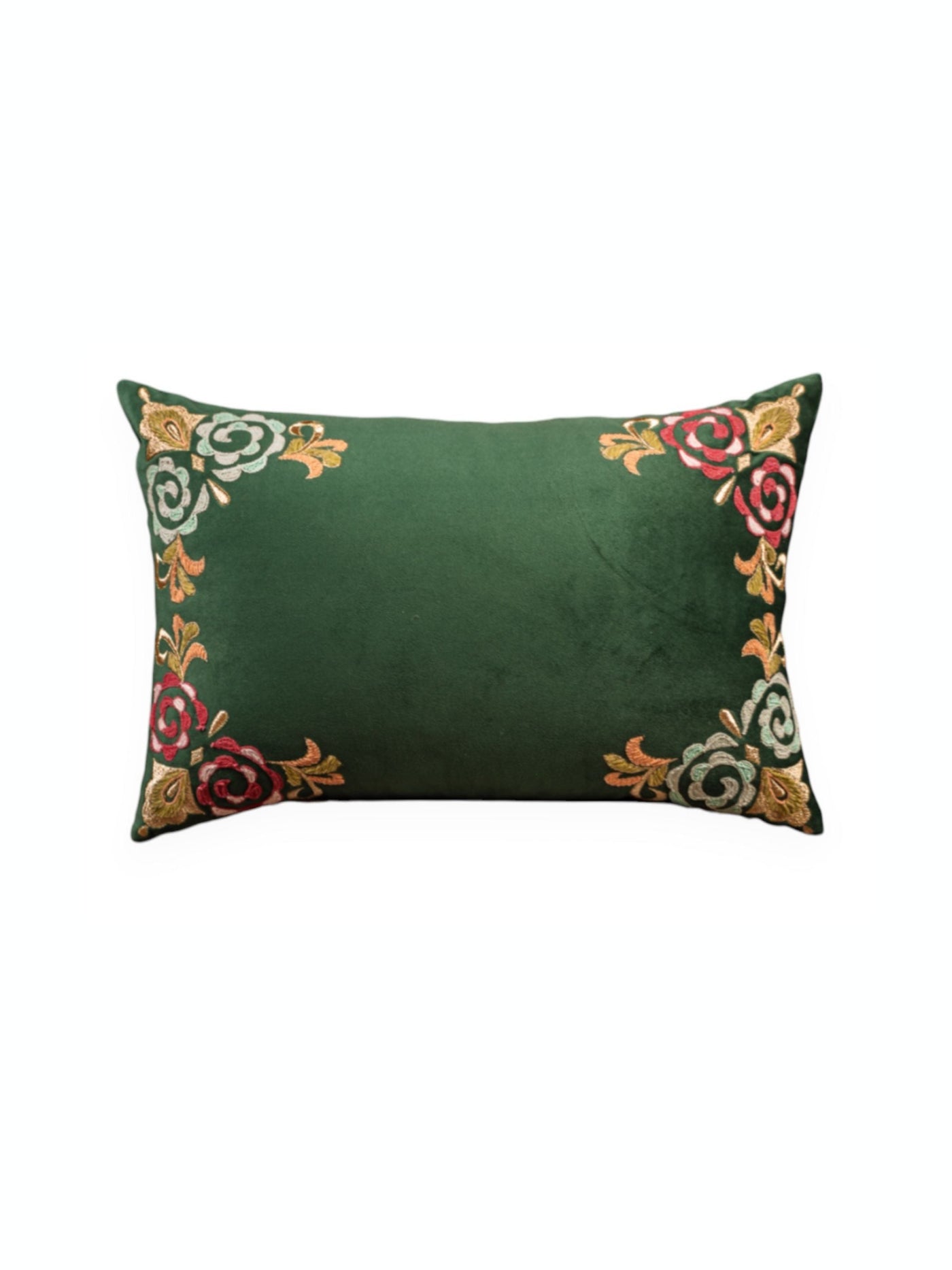 Emerald Floral Pillow Cover