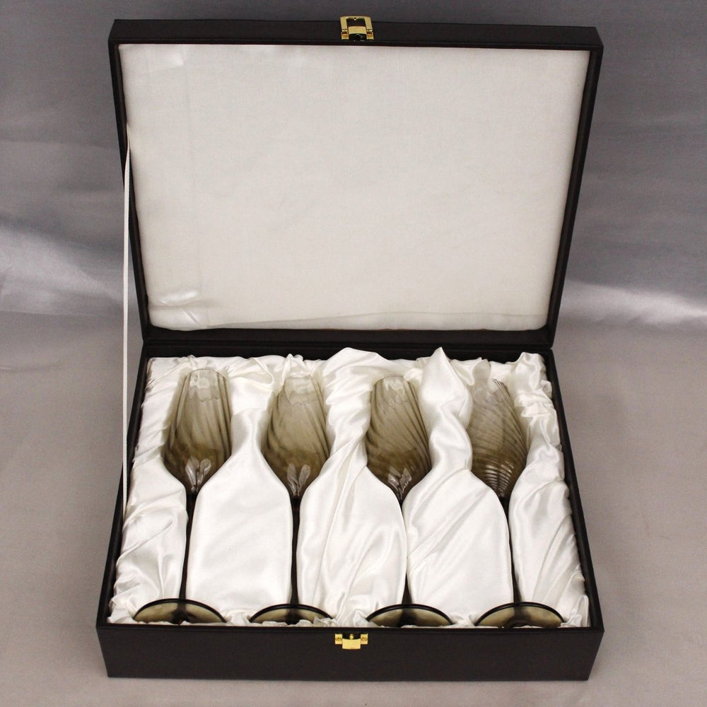 Emerald Set Of 4 Champagne Flutes with Gift Box
