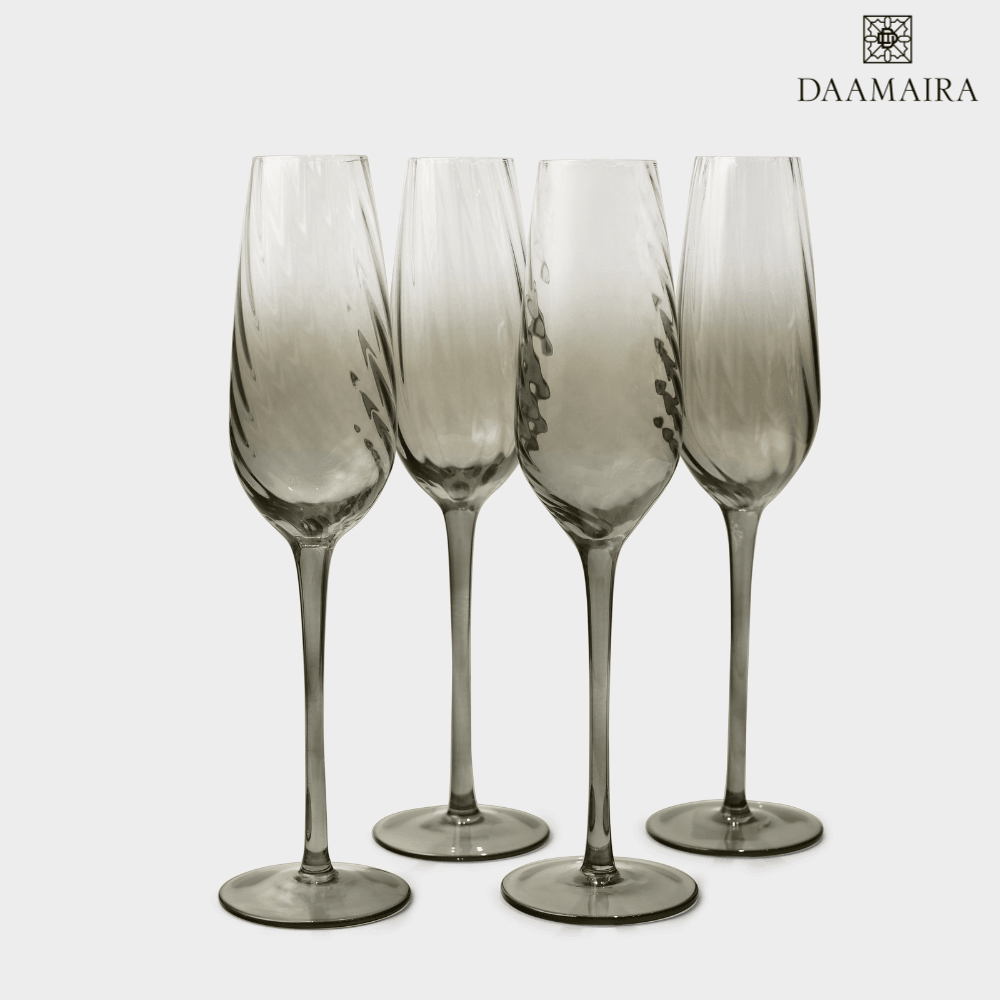 Emerald Set Of 4 Champagne Flutes with Gift Box