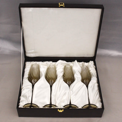 Emerald Set Of 4 Champagne Flutes with Gift Box