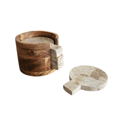 Greenley coasters with wooden stand