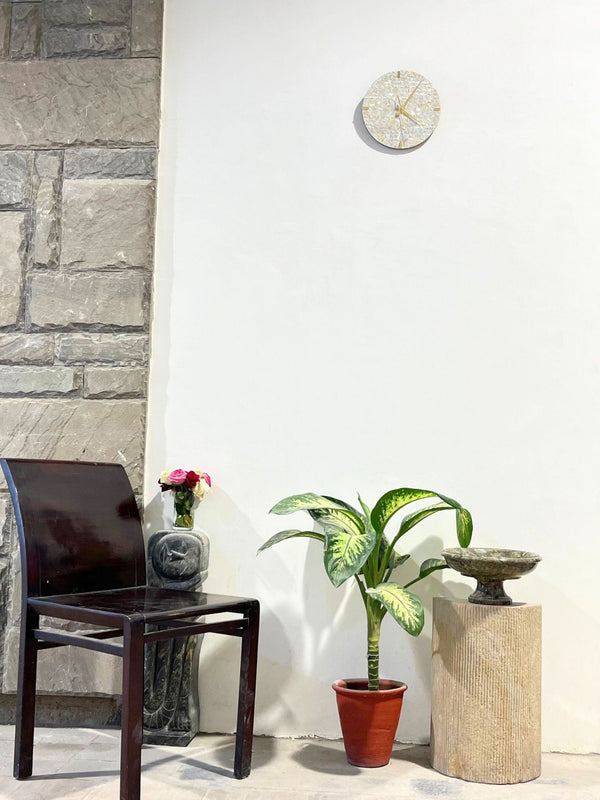 Exquisite Handcrafted Mother of Pearl Round Wall Clock