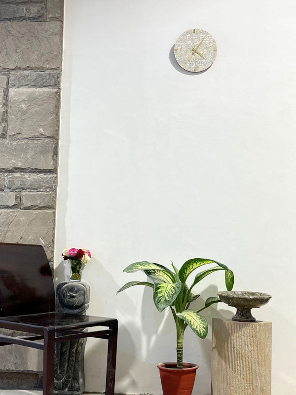 Exquisite Handcrafted Mother of Pearl Round Wall Clock