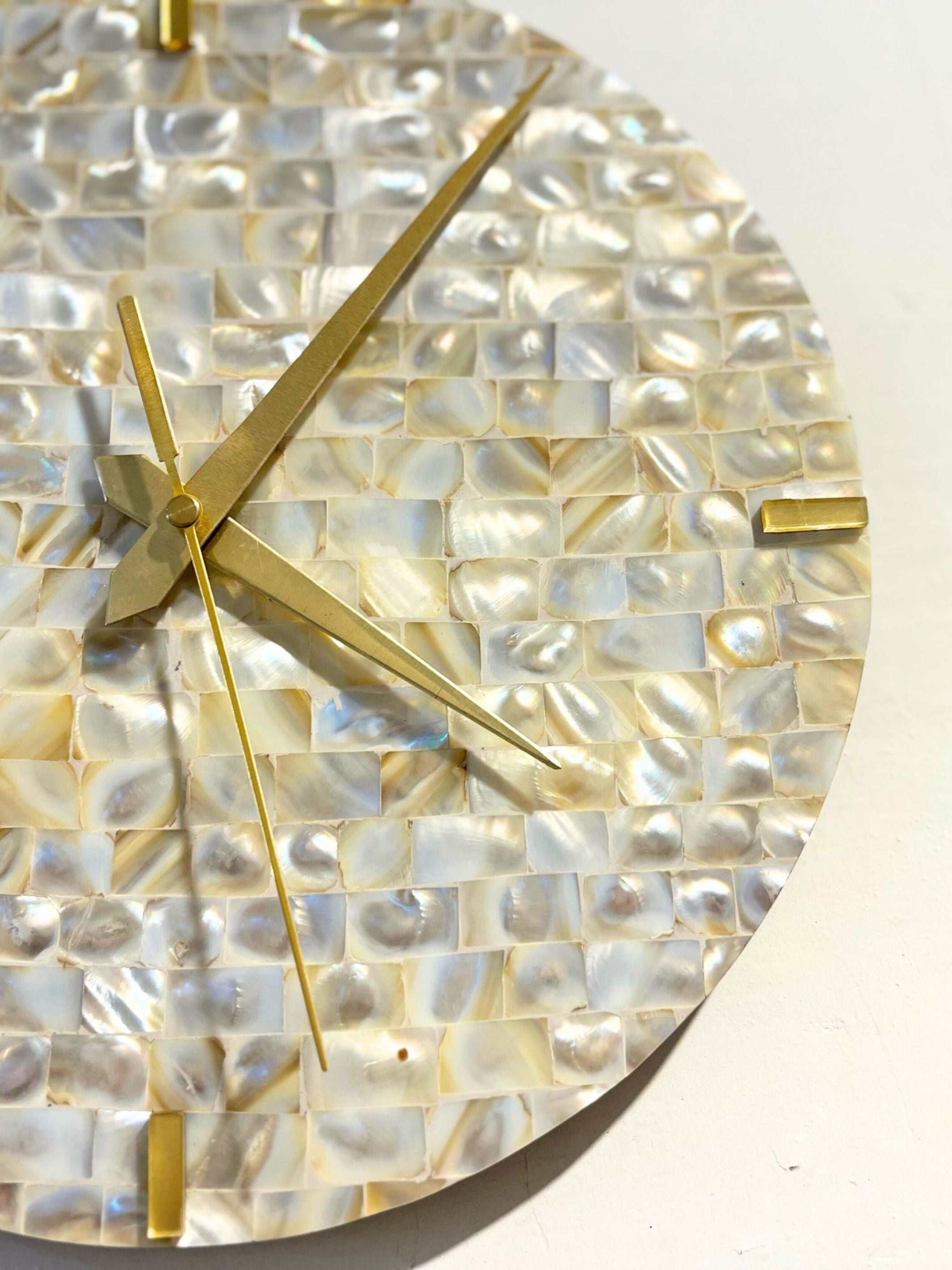 Exquisite Handcrafted Mother of Pearl Round Wall Clock