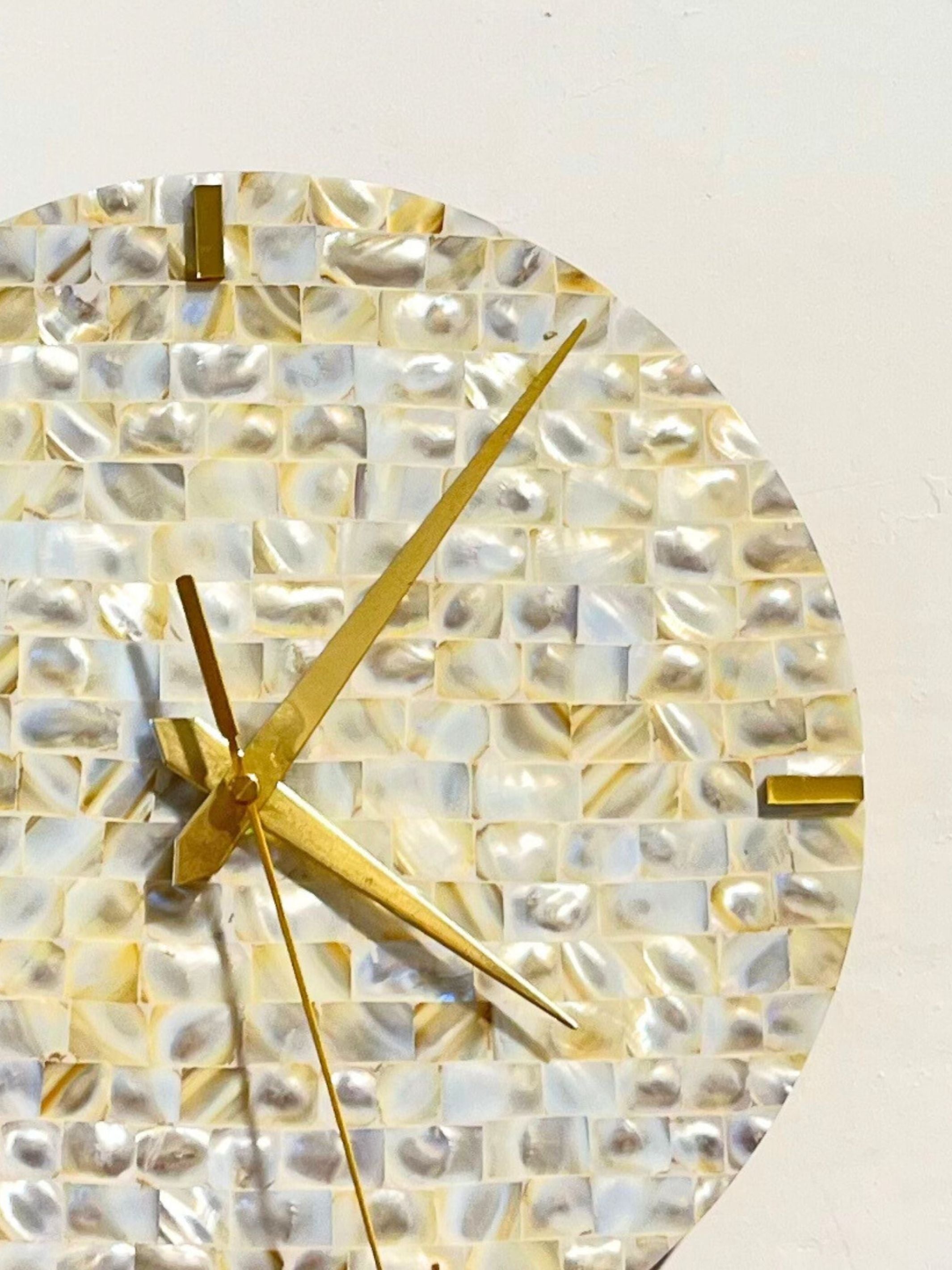 Exquisite Handcrafted Mother of Pearl Round Wall Clock