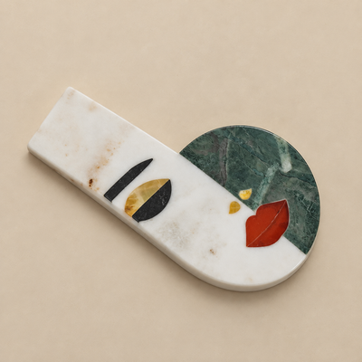 CECILIA - IVORY MULTI MARBLE TRIVET COASTER