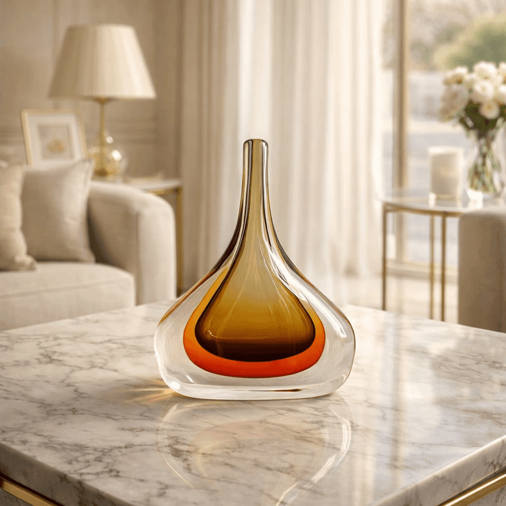 Amber Aura Glass Vase