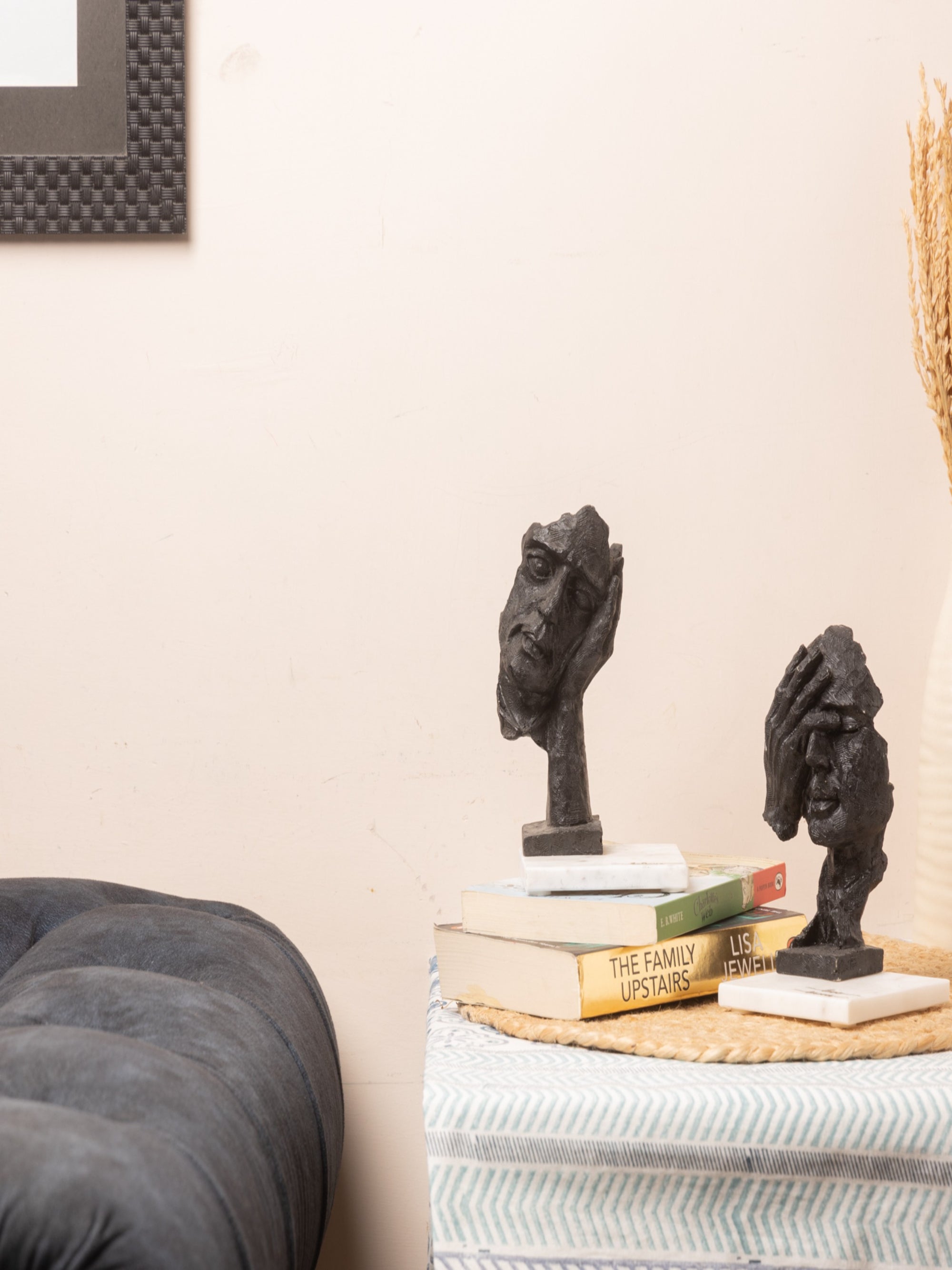 Face Design Showpiece Set of 2 – Believe and Love Forever with Marble Base | Elegant Home & Office Décor