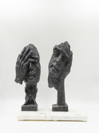 Face Design Showpiece Set of 2 – Believe and Love Forever with Marble Base | Elegant Home & Office Décor