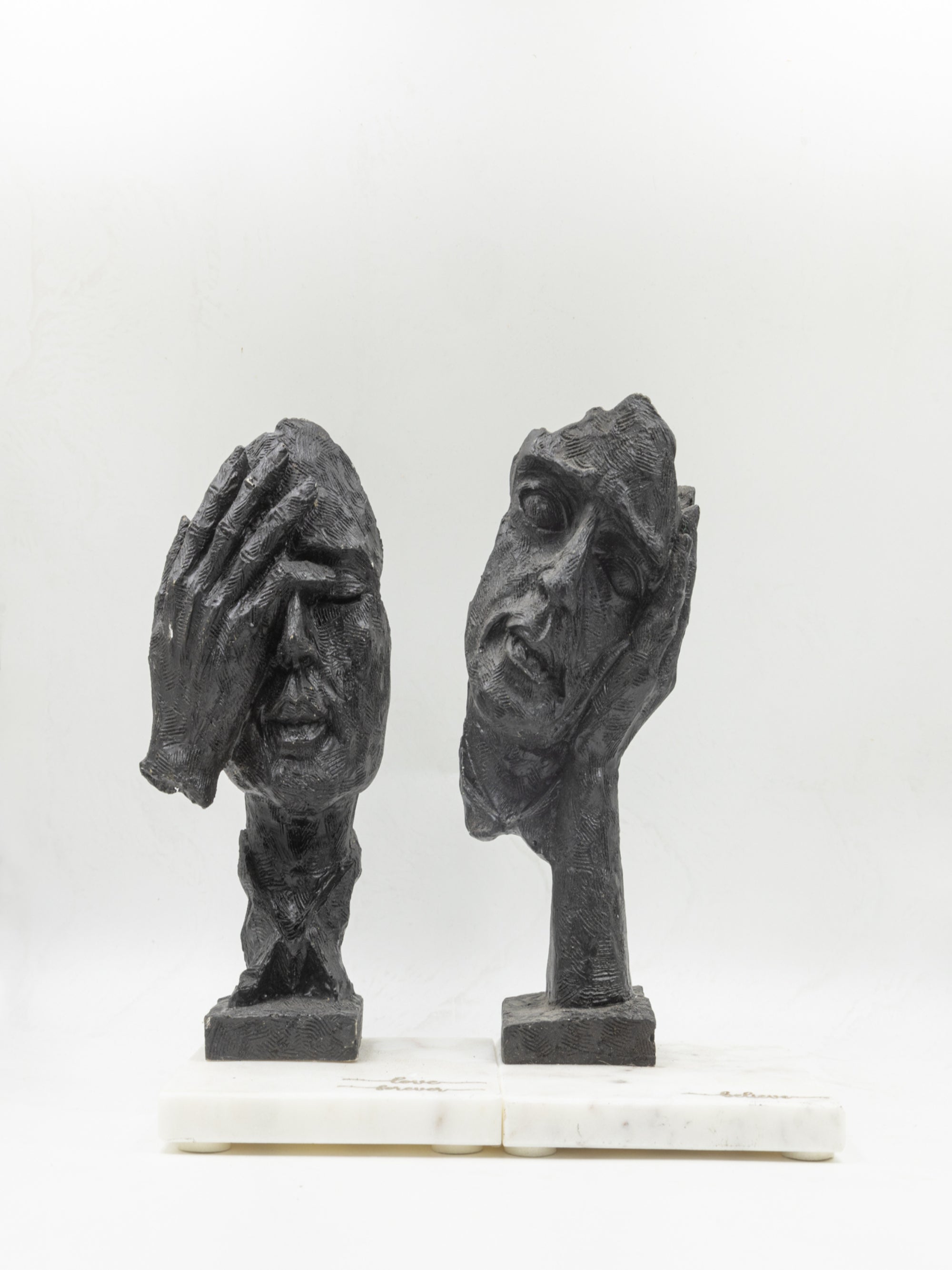 Face Design Showpiece Set of 2 – Believe and Love Forever with Marble Base | Elegant Home & Office Décor