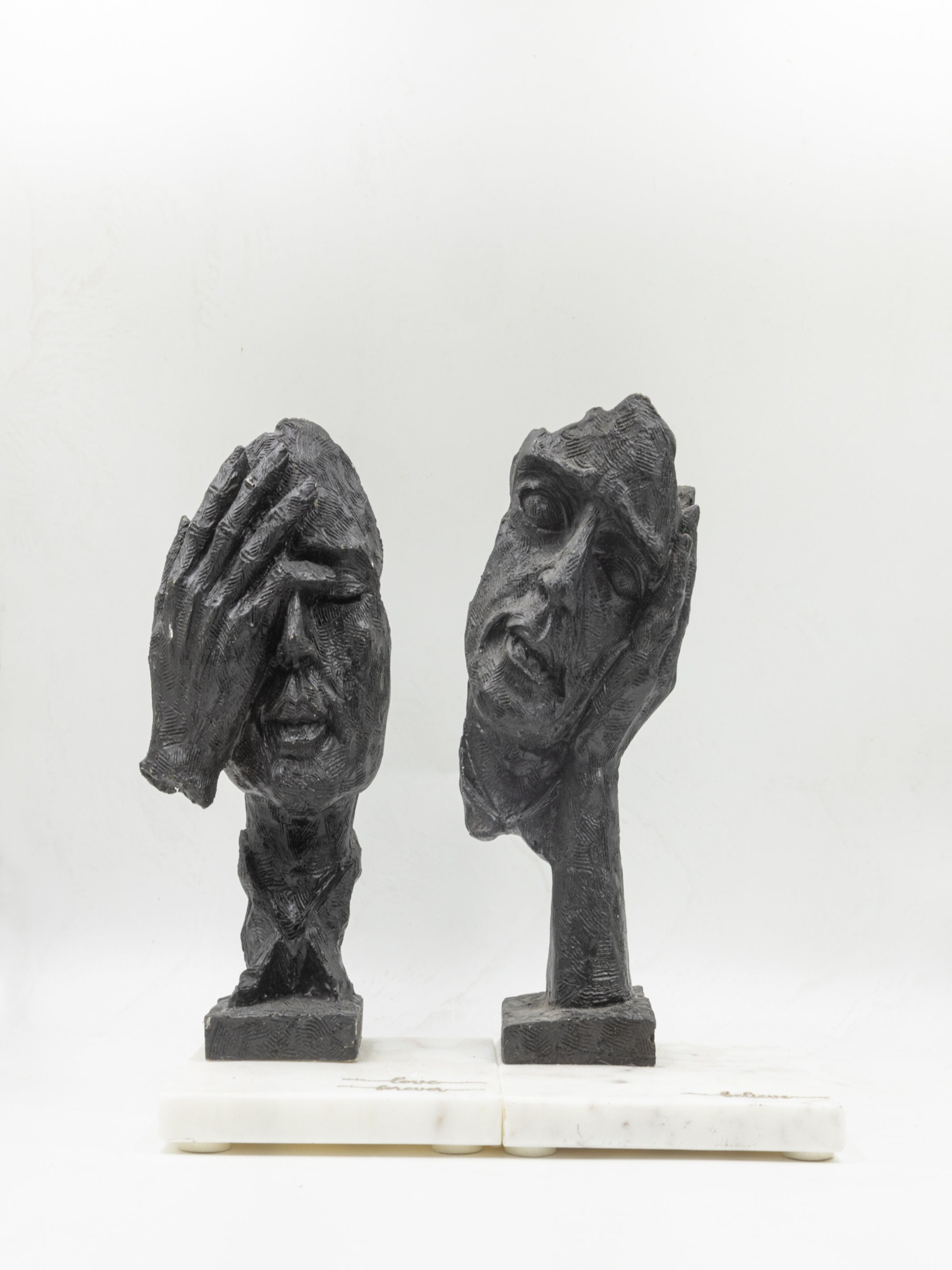 Face Design Showpiece Set of 2 – Believe and Love Forever with Marble Base | Elegant Home & Office Décor