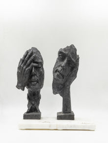 Face Design Showpiece Set of 2 – Believe and Love Forever with Marble Base | Elegant Home & Office Décor