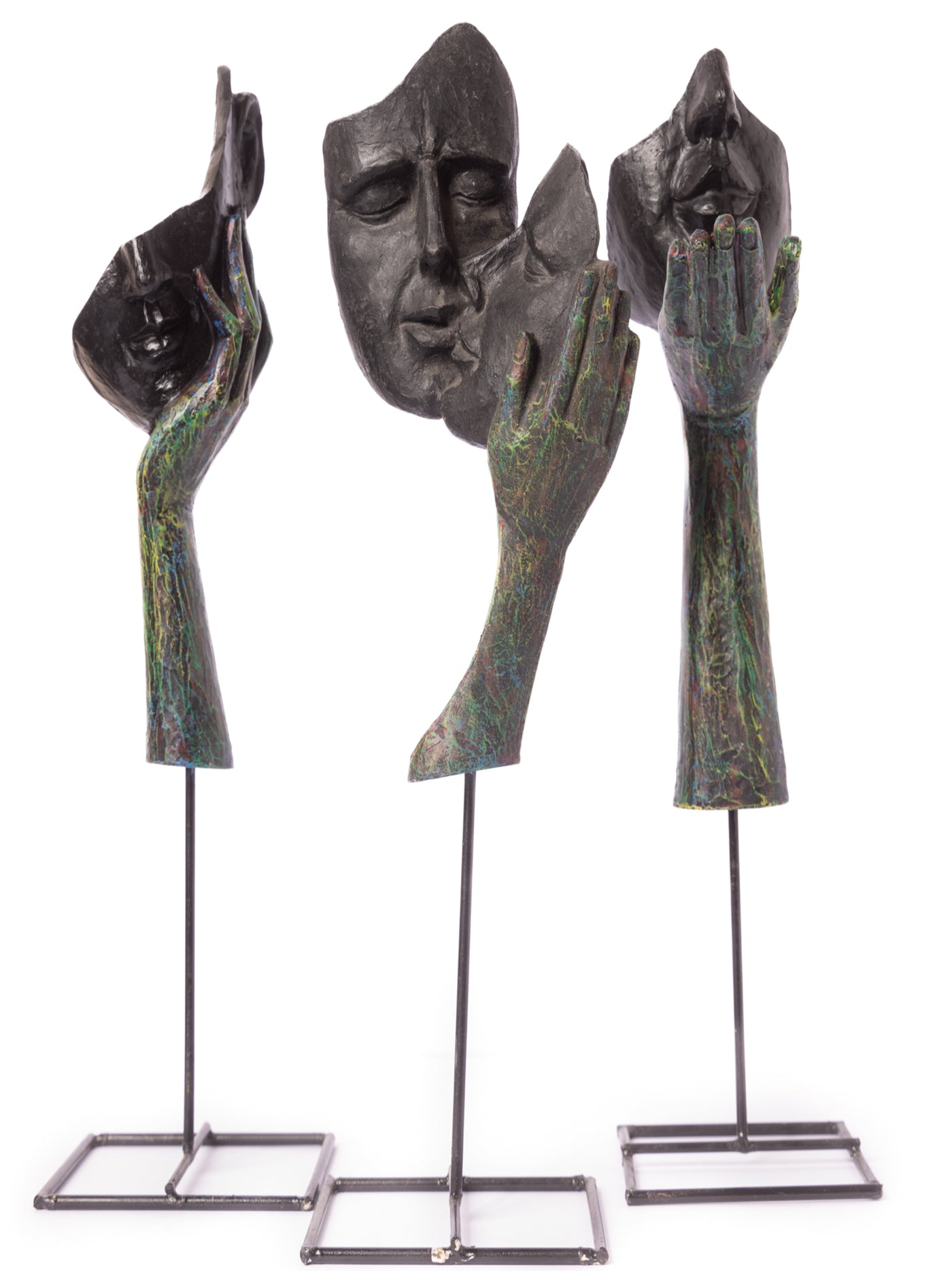 Face Design Showpiece Big Size Set of 3 – Modern Abstract Art Sculptures for Home & Office Décor – Decorative Figurines for Living Room and Shelf Display