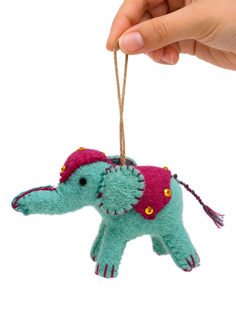 Designer Felt Animal Ornament Set of 3 – Llama, Elephant & Horse