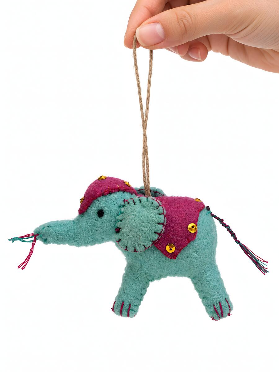 Designer Felt Animal Ornament Set of 3 – Llama, Elephant & Horse