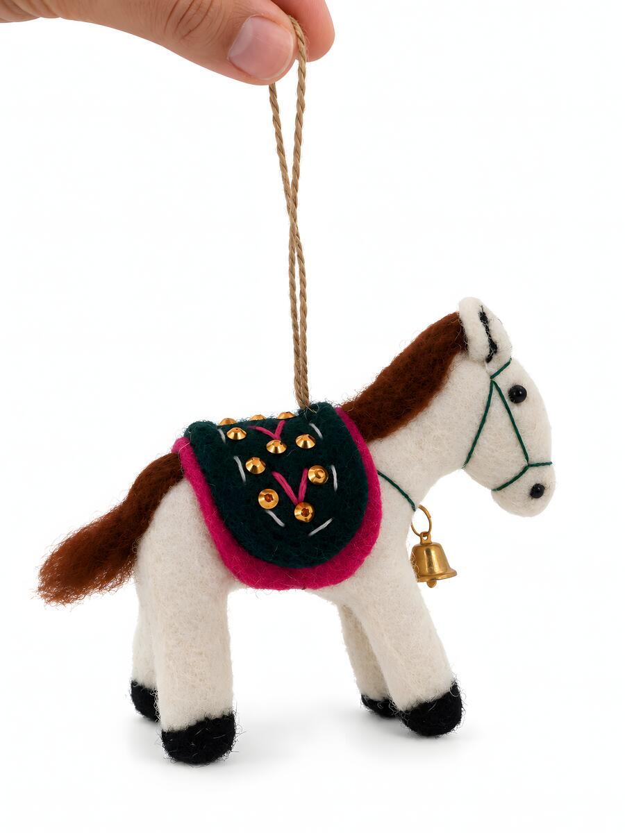 Designer Felt Animal Ornament Set of 3 – Llama, Elephant & Horse