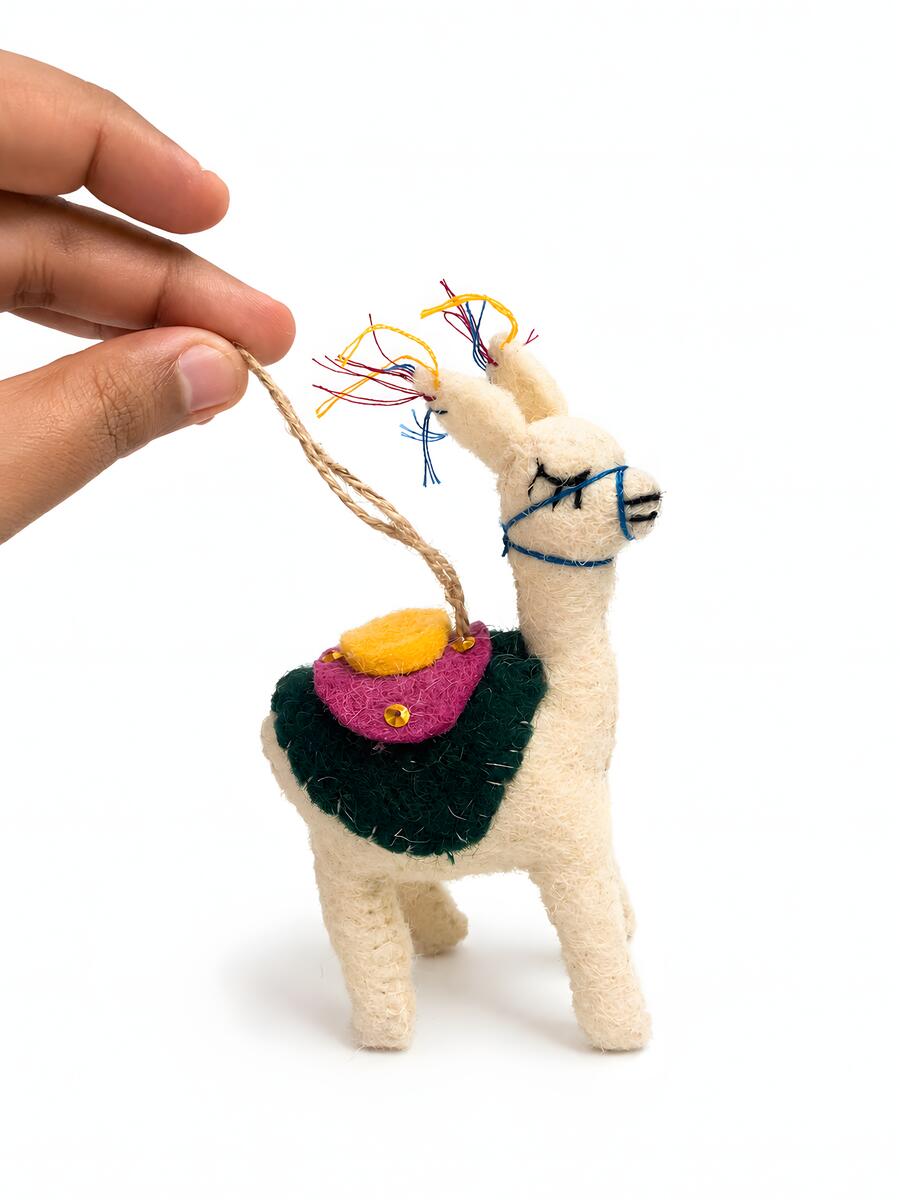 Designer Felt Animal Ornament Set of 3 – Llama, Elephant & Horse