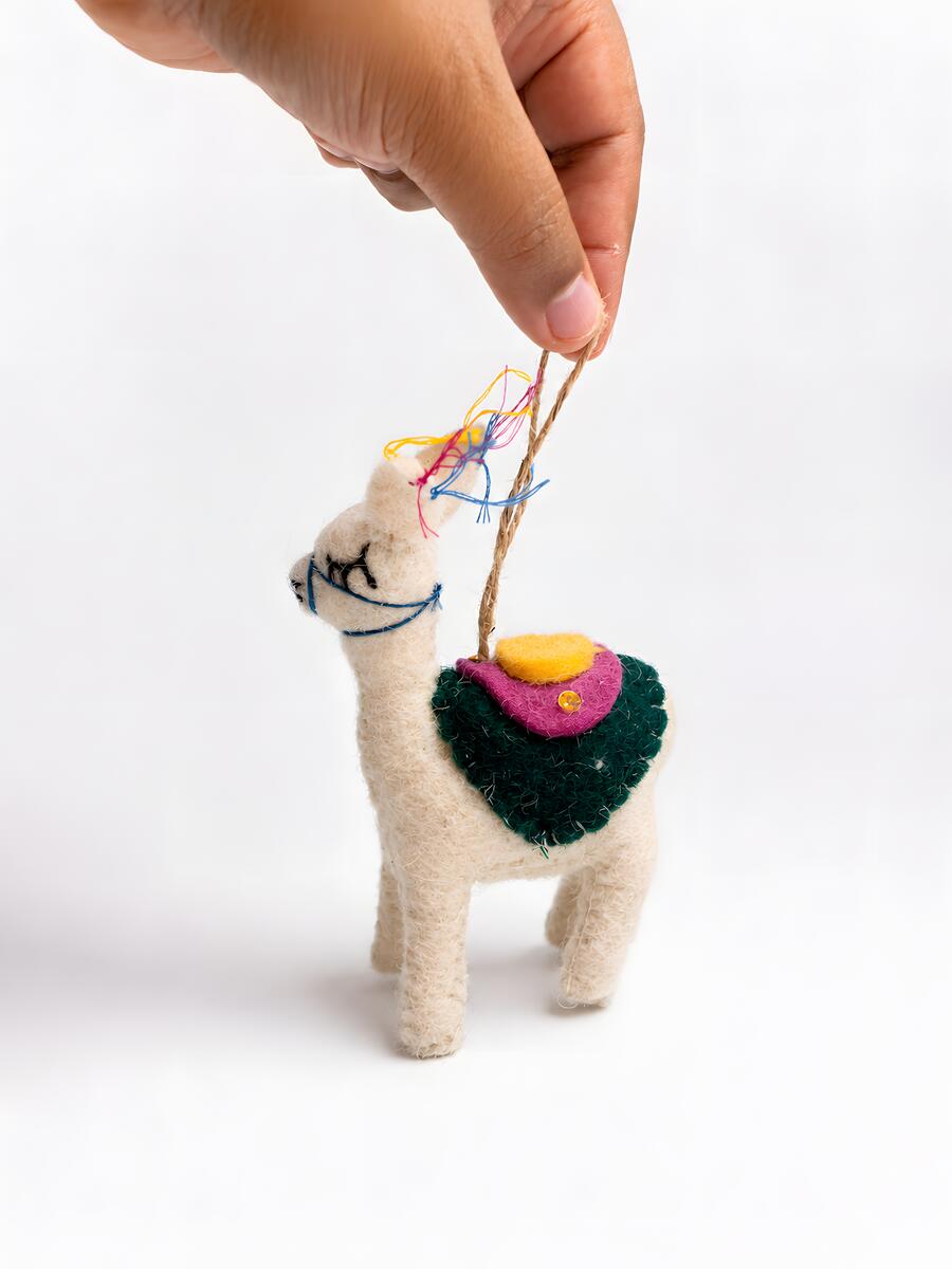 Designer Felt Animal Ornament Set of 3 – Llama, Elephant & Horse