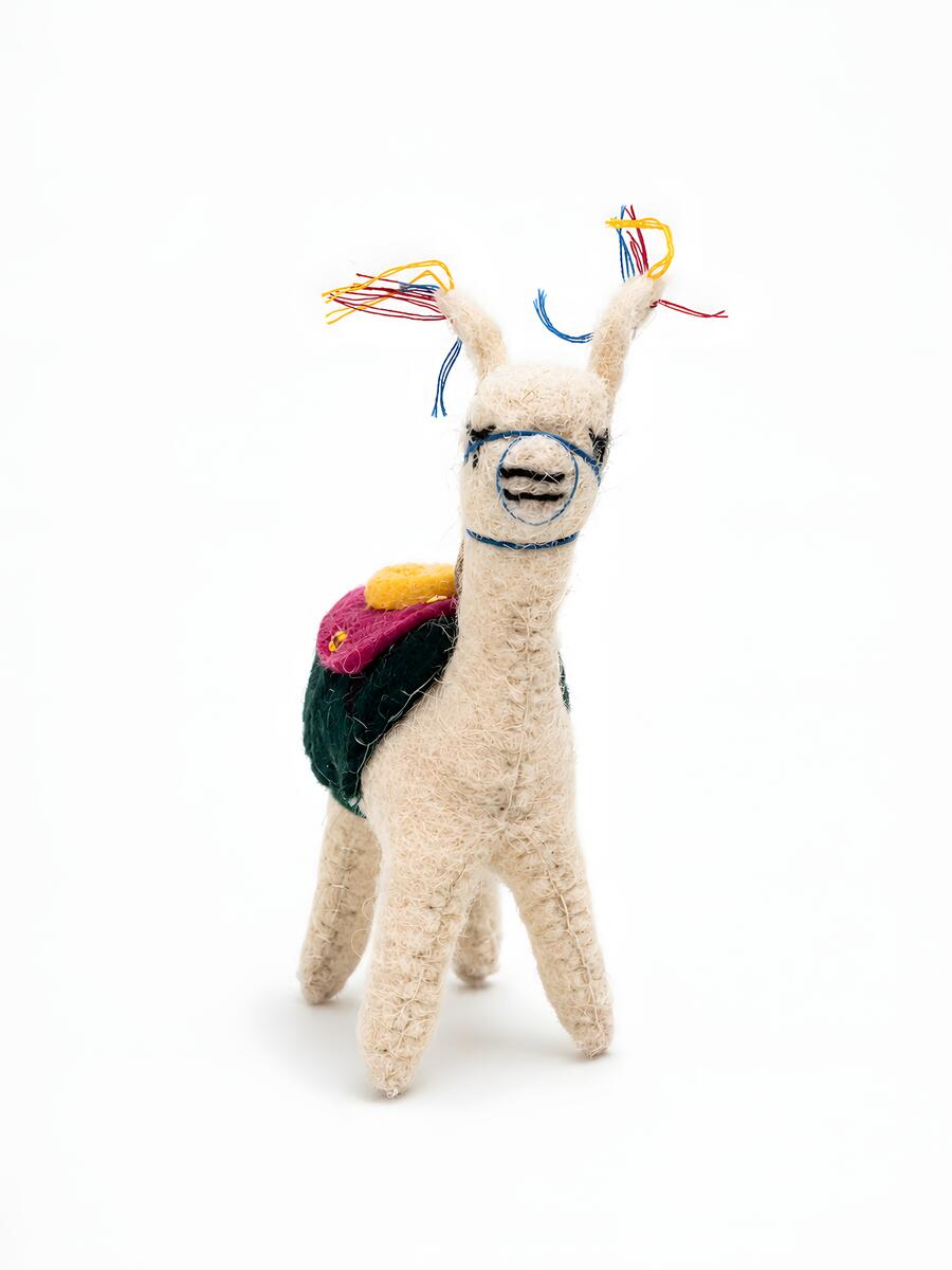 Designer Felt Animal Ornament Set of 3 – Llama, Elephant & Horse