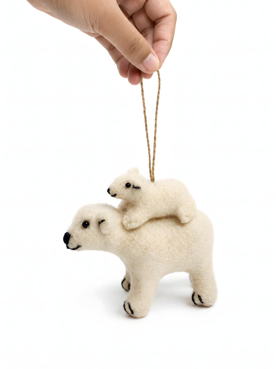 Arctic Animal Felt Ornament Set of 3 – Owl, Whale & Polar Bear
