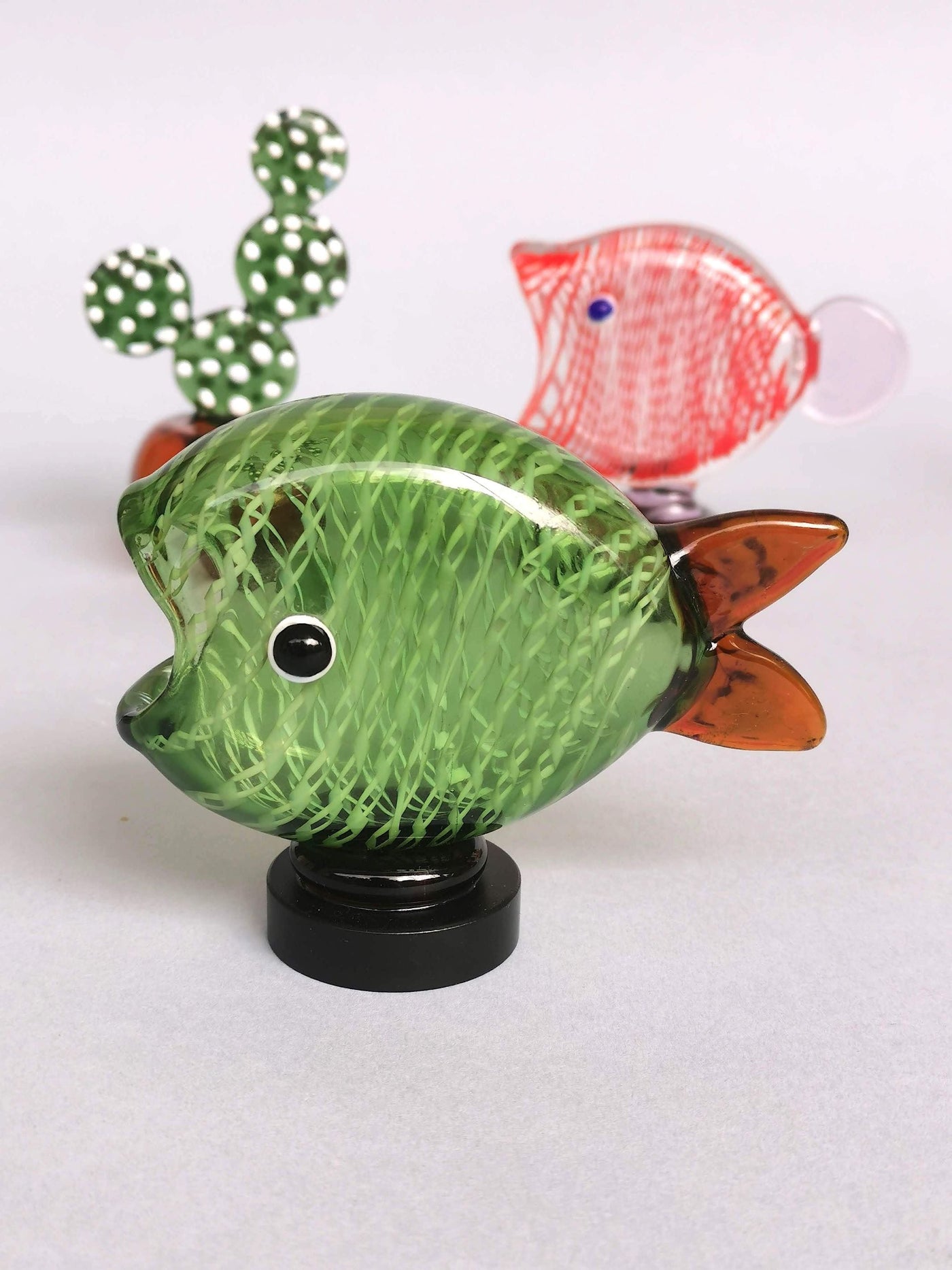 Fish Table Decor Glass- Minty Midori