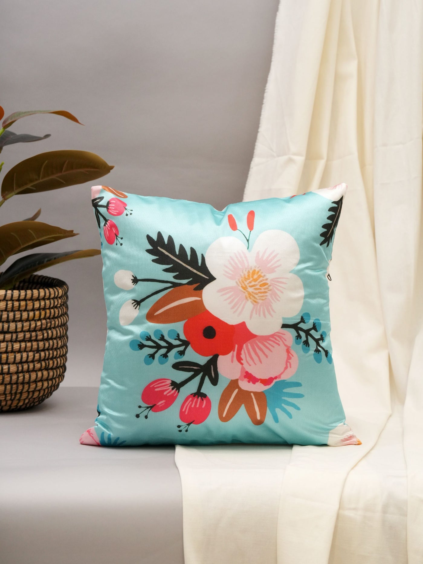 Floral Bliss Aqua Cushion