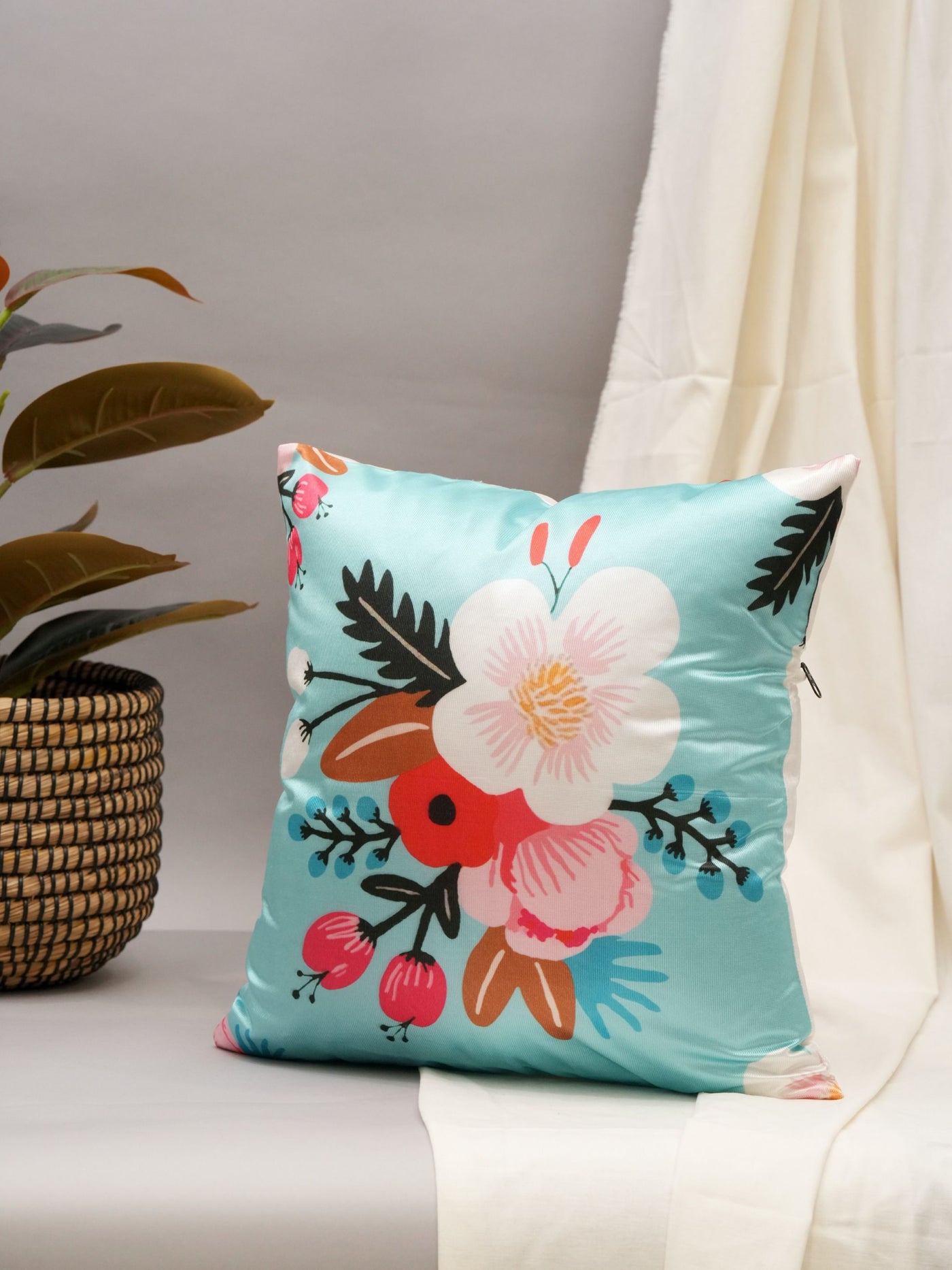 Floral Bliss Aqua Cushion