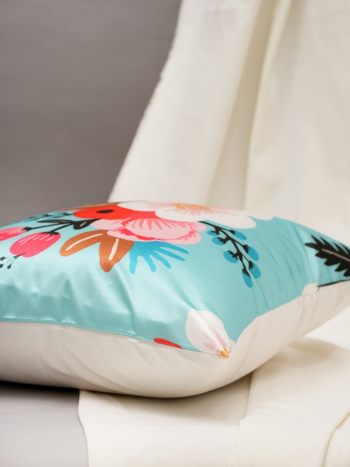 Floral Bliss Aqua Cushion