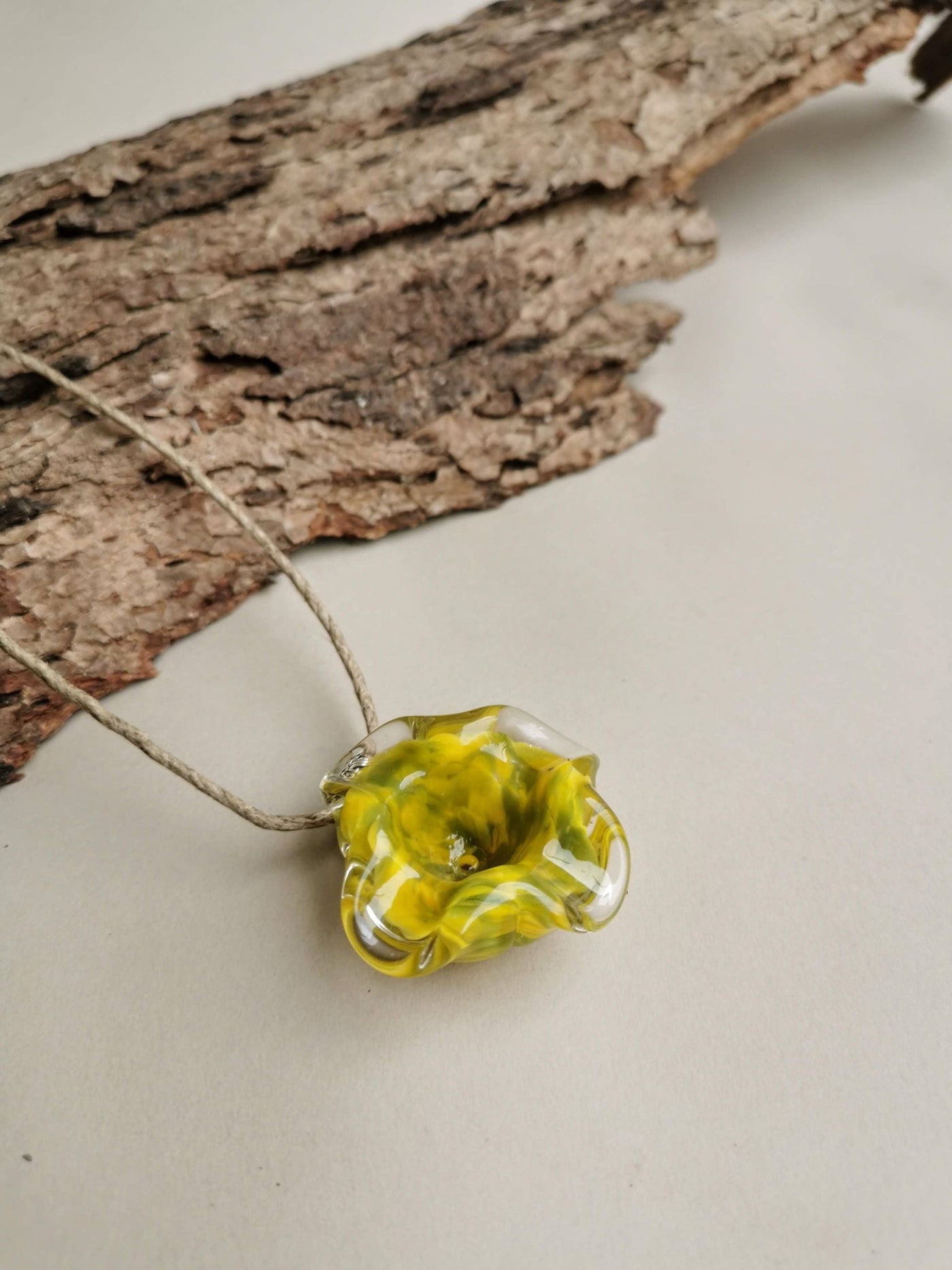 Flower Series Necklace - Yellow Abstract