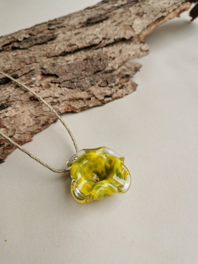 Flower Series Necklace - Yellow Abstract