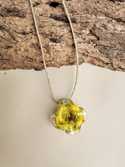 Flower Series Necklace - Yellow Abstract