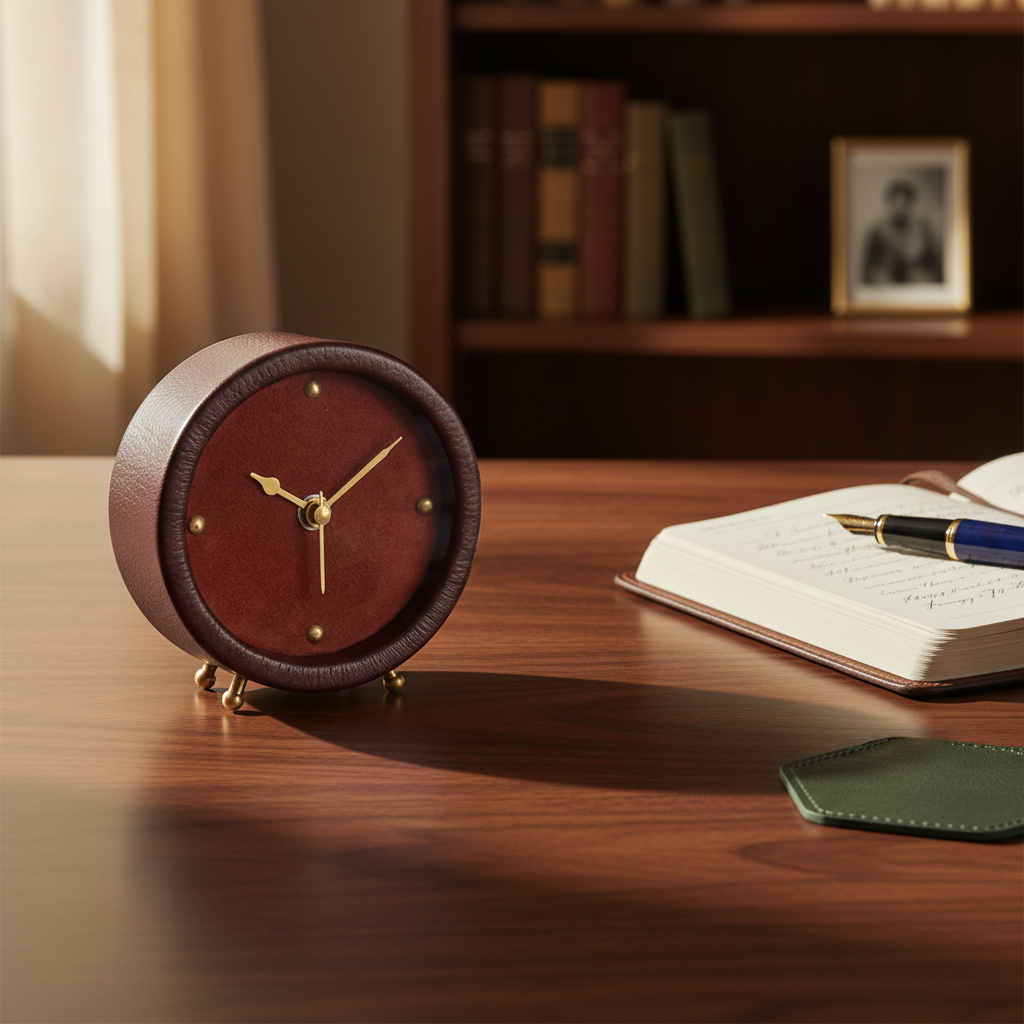 Leather Desk Clock