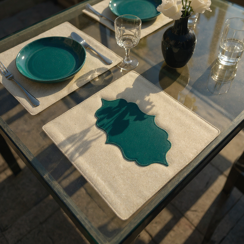 Big Window Table Mat set of 6 leather large window design placemats India - The Mage Home