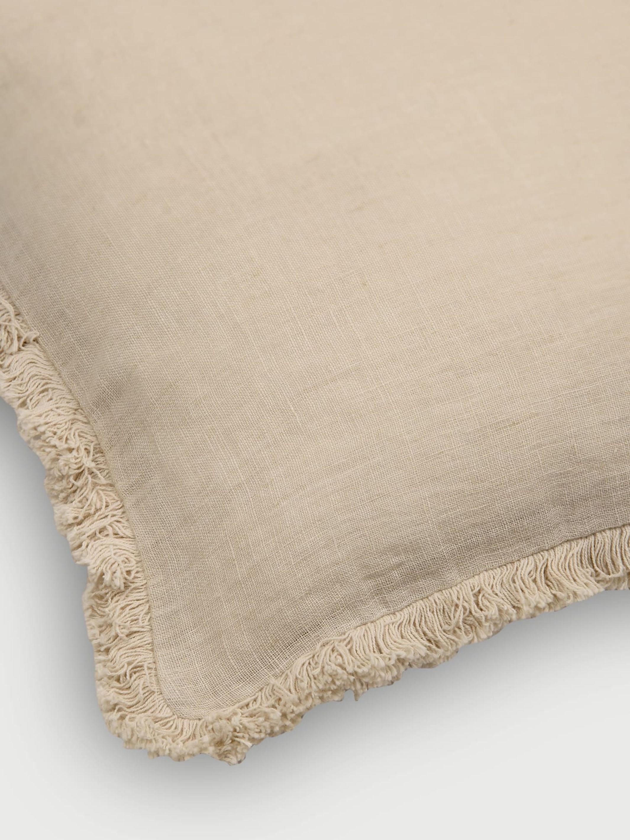 Fringe Oatmeal Oblong Cushion Cover