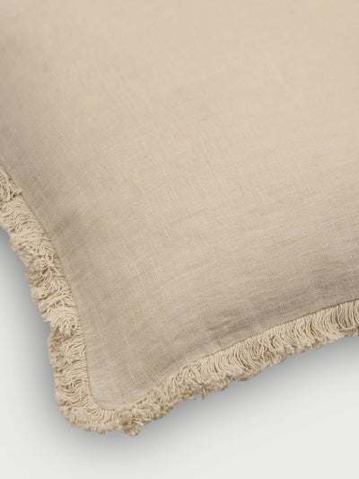 Fringe Oatmeal Oblong Cushion Cover