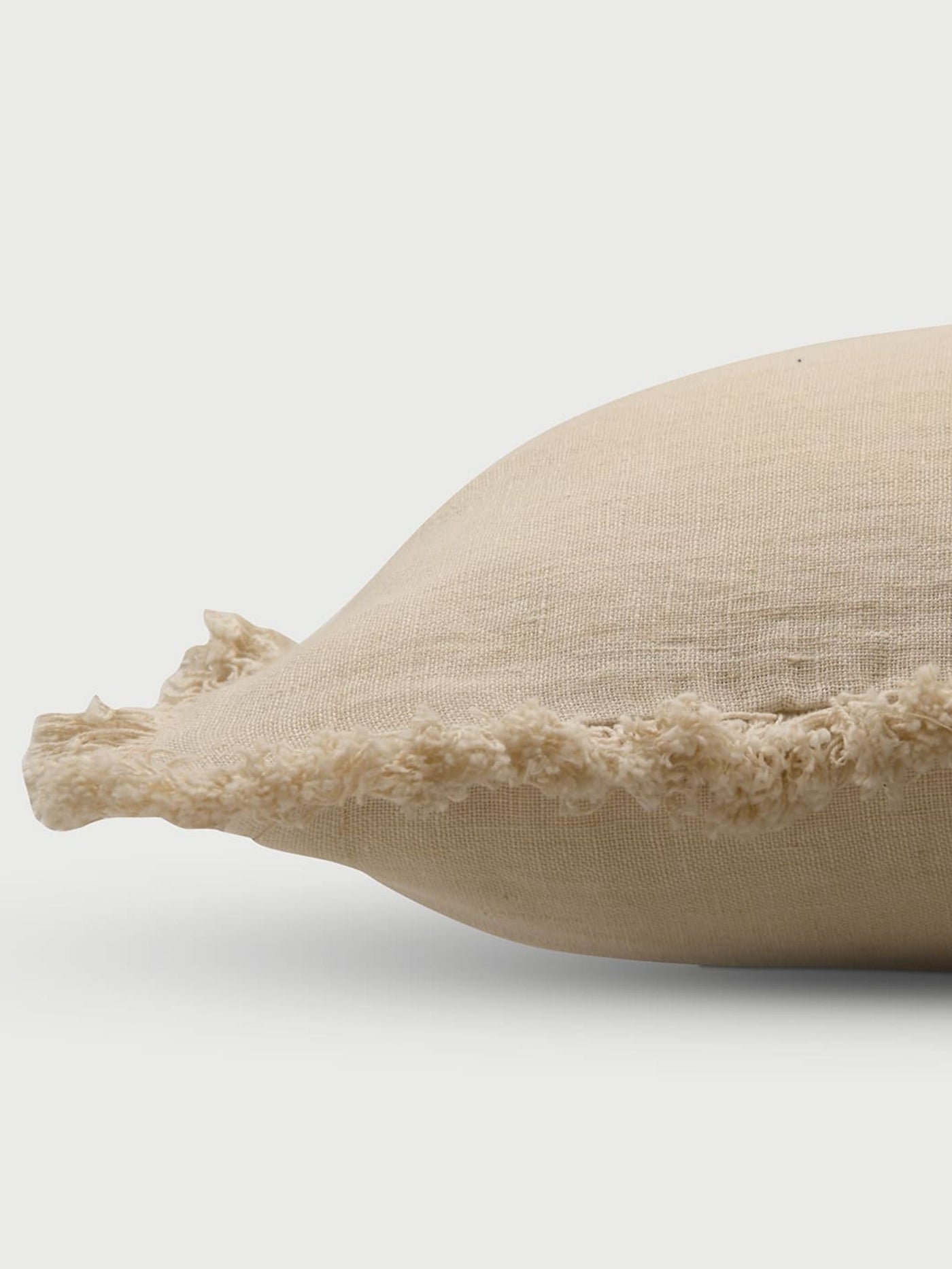 Fringe Oatmeal Oblong Cushion Cover