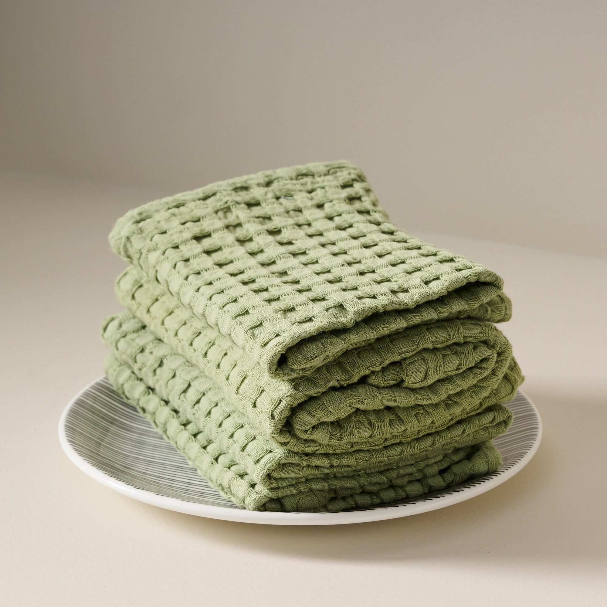 Frosted Green | Cotton | Waffle | Face Towels - Set of 2