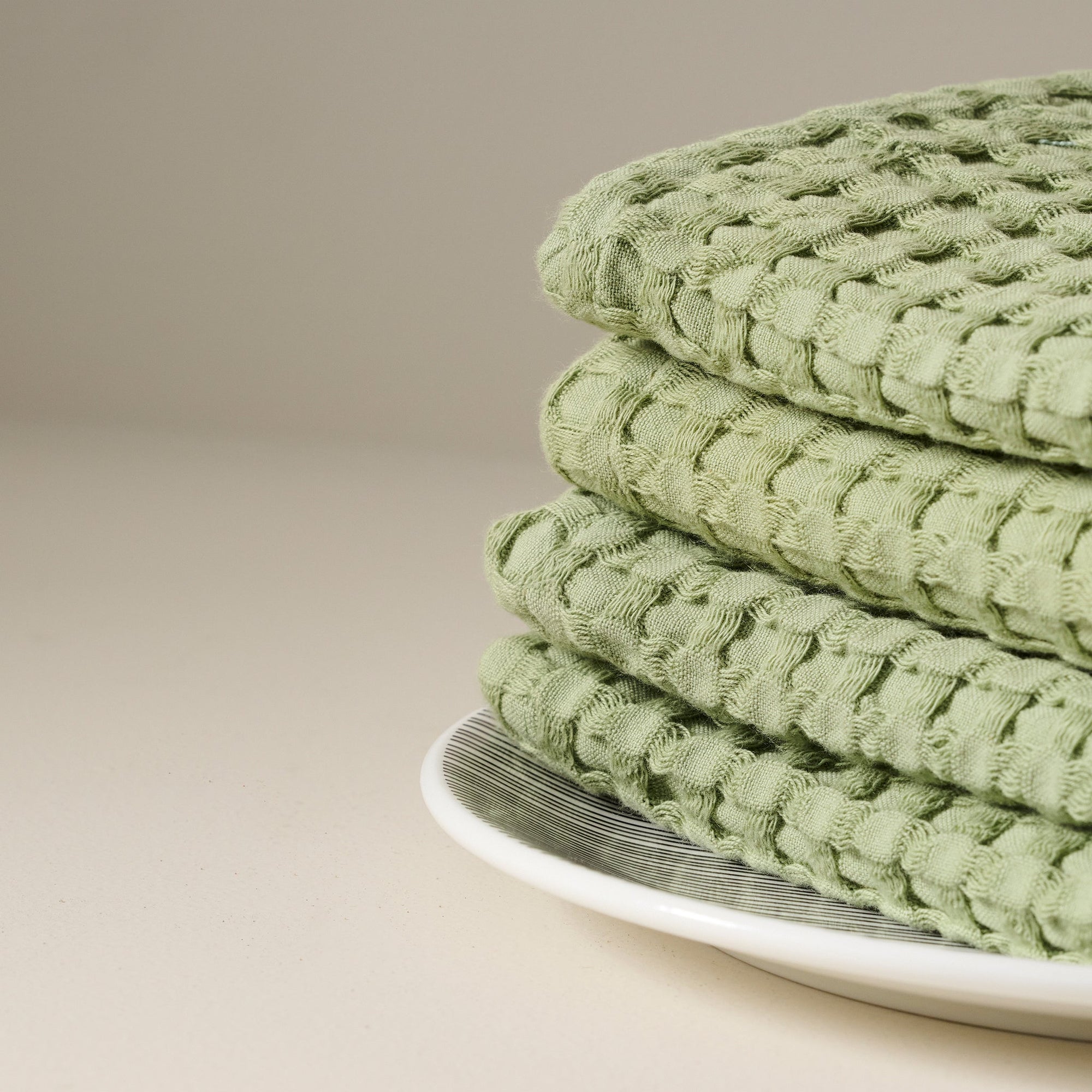 Frosted Green | Cotton | Waffle | Face Towels - Set of 2