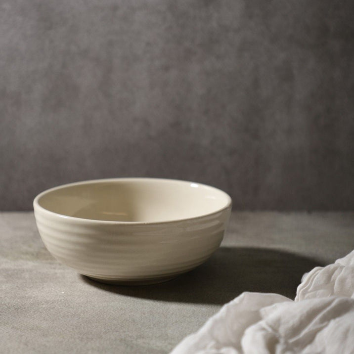 Ivory White Ceramic Serving Bowl