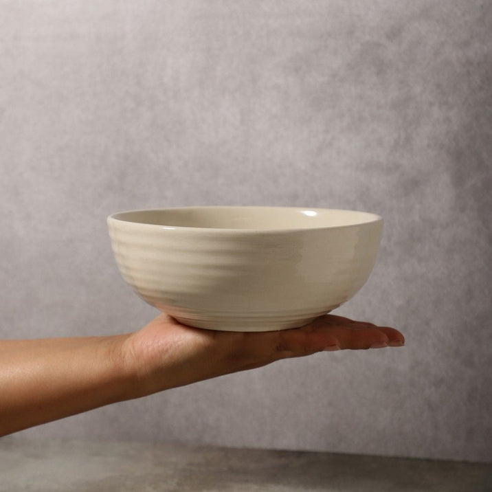 Ivory White Ceramic Serving Bowl