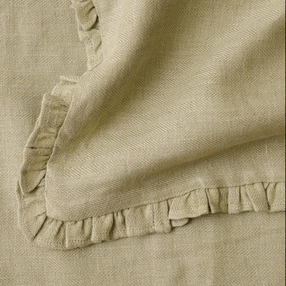 Sage Herringbone Ruffle Table Mat Set of 2