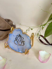 Ganesh Ji Metal Holder with Agate