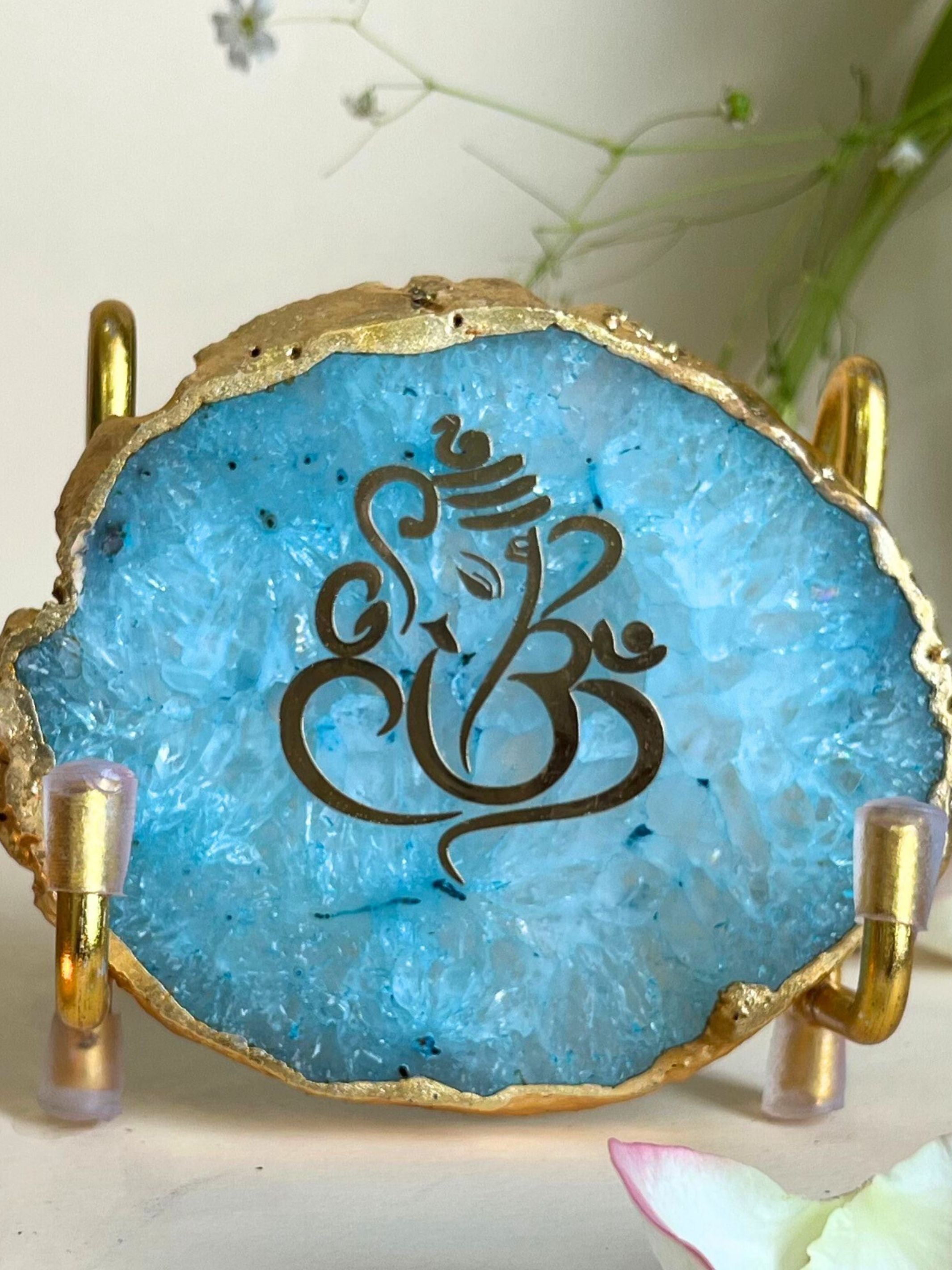 Ganesh Ji Metal Holder with Agate