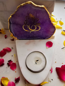 Ganesha Agate & Marble Base Tea Light Holder